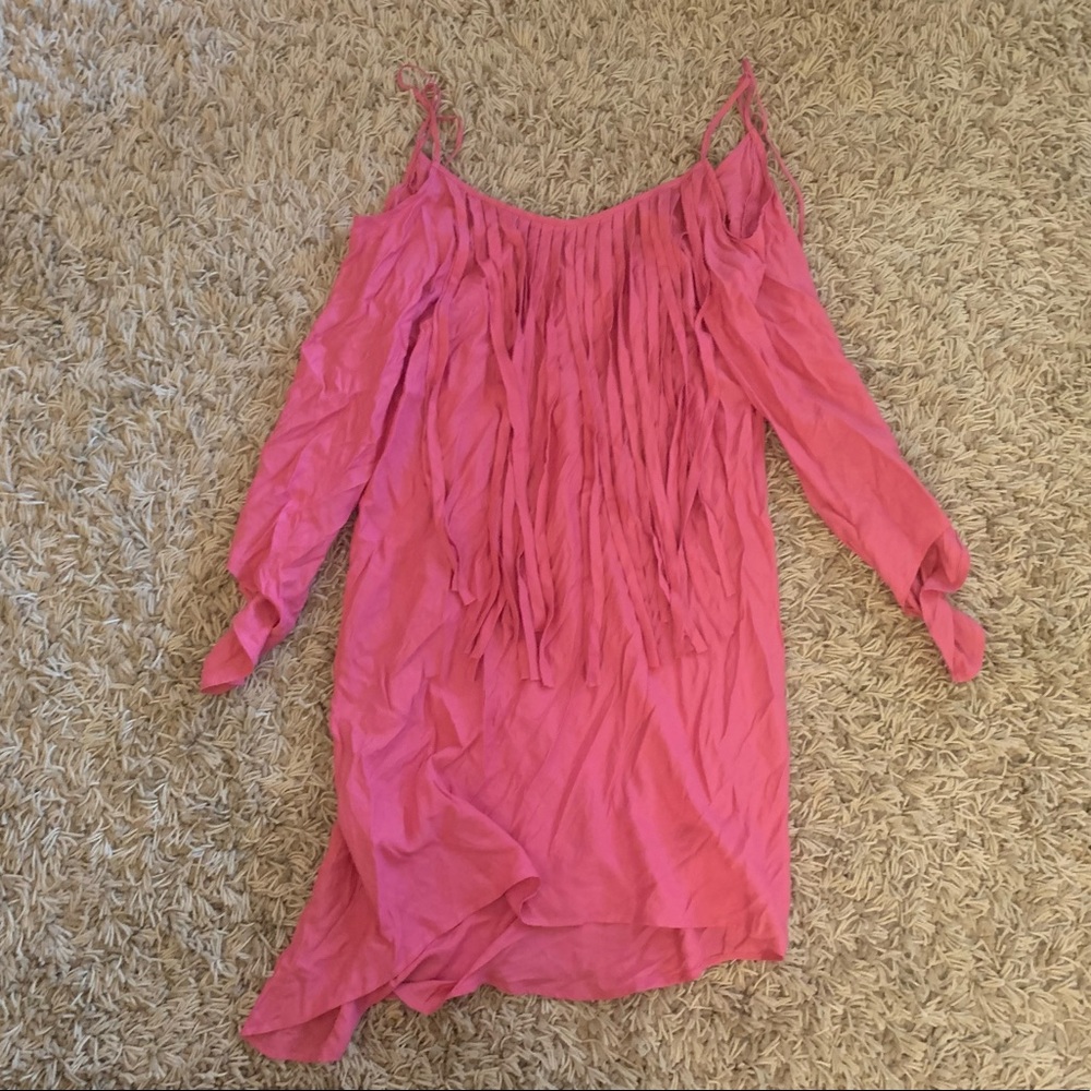 COPY - NWOT cowgirl justice pink fringe western dress size medium